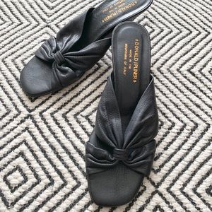 Soft Leather Twist Kitten Heels